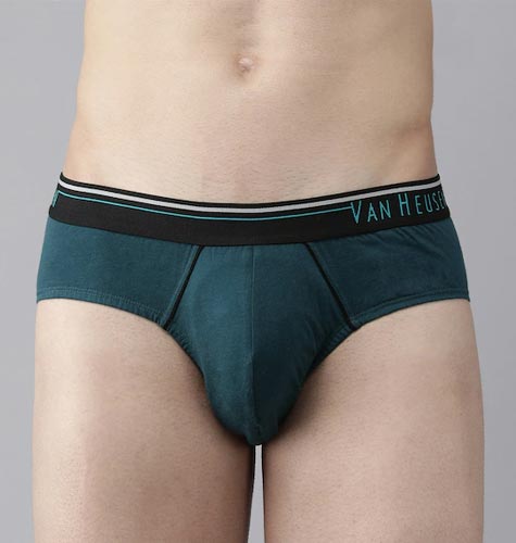 Men Teal Blue Solid Antibacterial Brief IHQEBR1P2210003